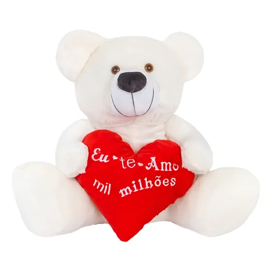 Urso Teddy Grande De Pelúcia 80cm Com Coração Personalizado