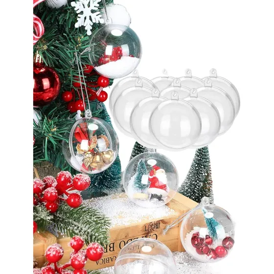 12 Bolas Esferas Plastica Transparentes Para Decorar 8cm 