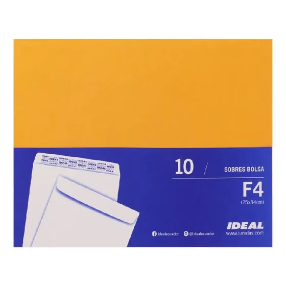Sobres Manila F4/25cmx34cm 75grs Pqtx10un