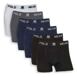 Kit Com 6 Cuecas Boxer Masculina Sem Costura Polo Wear Kit Com 6 Cuecas Boxer Masculina Sem Costura Polo Wear