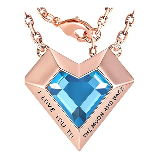 Cadena De Corazón Piedra Natal Plata Chapado En Oro Rosa Dic