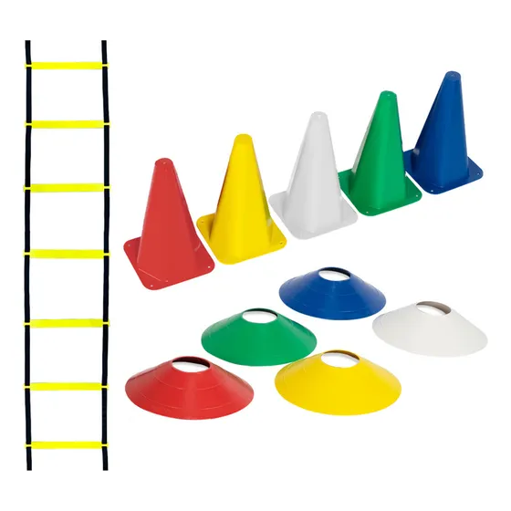 Kit Funcional Agilidade 5 Chapéus + 5 Cones e Escada Para Treino Completo