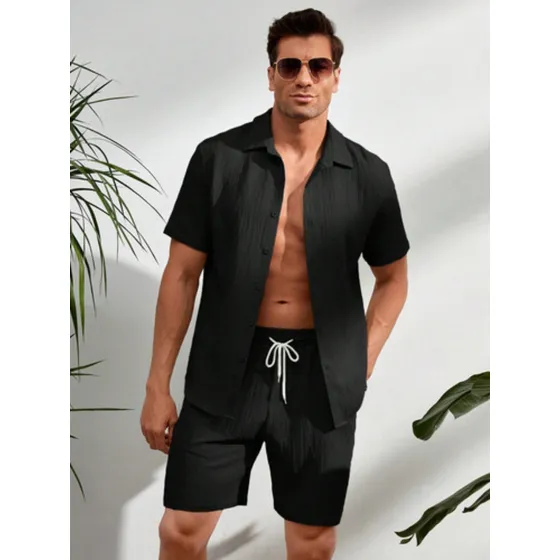 Conjunto De Camisa Para Hombre Casual Vacaciones Playa Moda