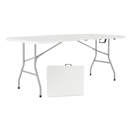 Mesa Dobrável Portátil Garden Life 1,80m Branca Com Alça