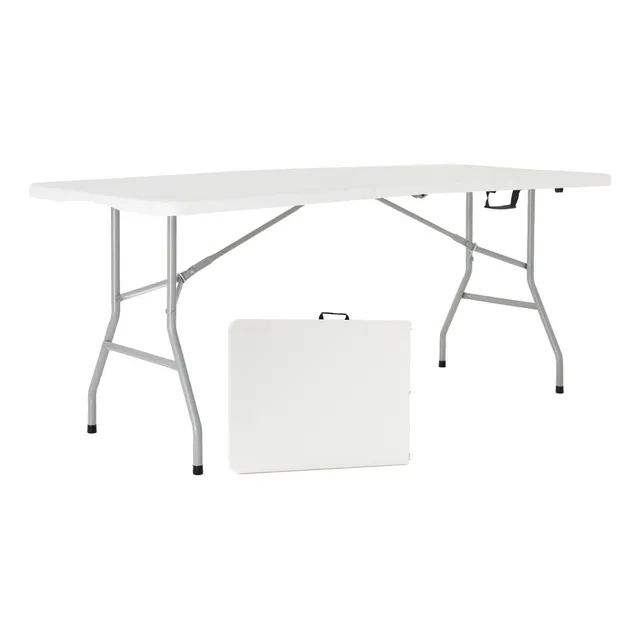 Mesa Dobrável Portátil Garden Life 1,80m Branca Com Alça