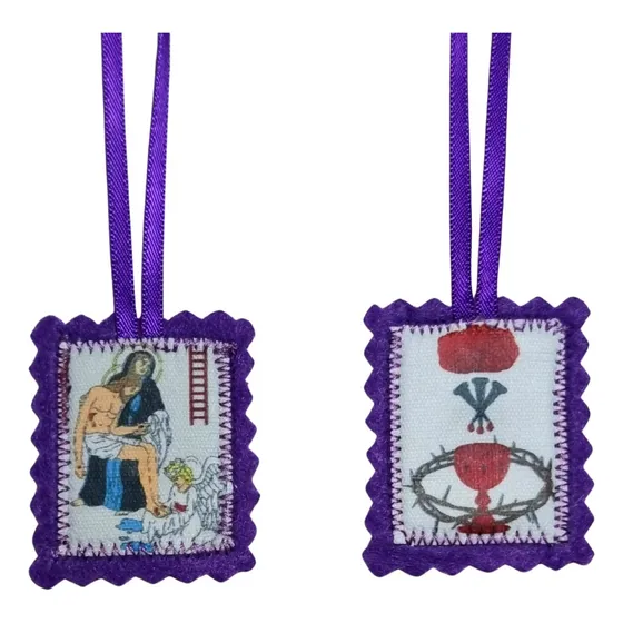 Escapulario Morado Últimos Tiempos Bendición Y Protección