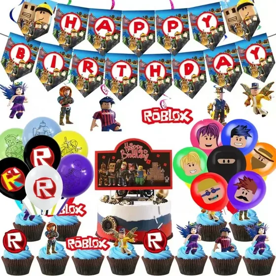 Set Cumpleaños Roblox Cotillón Decoración