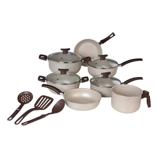 Multi Aluminio Jogo De Panelas Antiaderente Premium De 10 Peças Cor Branco Bianco