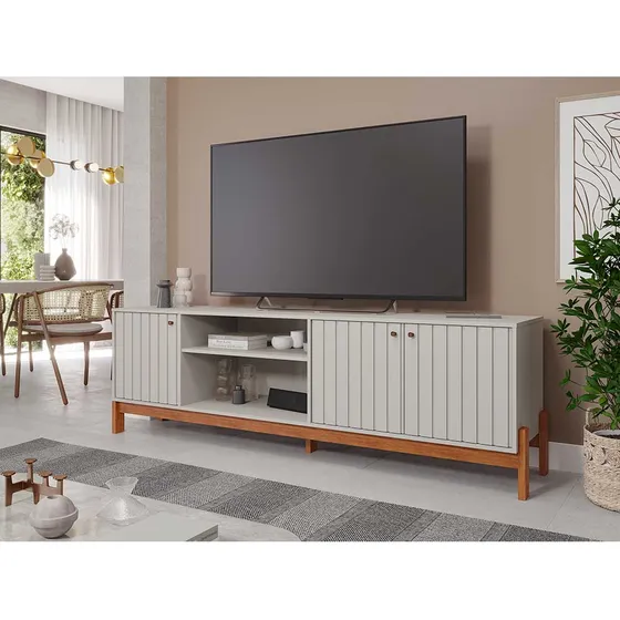 Rack Bancada Para Tv Holanda Permobili Off White/cinamomo