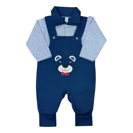 Macacão Longo Masculino Para Bebê Modelo Jardineira Algodão