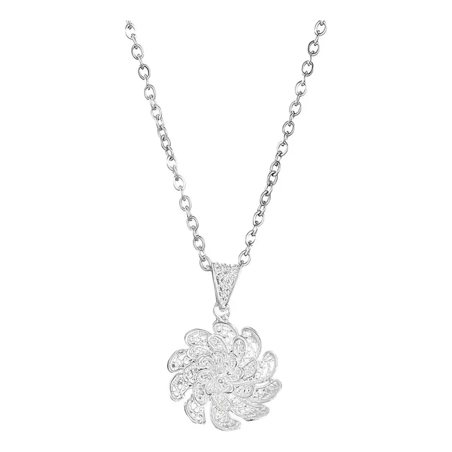 Collar Mujer Flor Filigrana Joya Regalo Plata 950