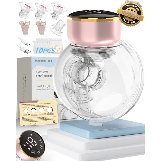 Cherubmom Extractor Leche Materna Manos Libres,succionador De Leche Portátil 3mode 9 Nivel,pantalla Led Grande,diseño Antirreflujo, Silicona De Calidad Alimentaria Simula La Succión Del Bebé Quiet