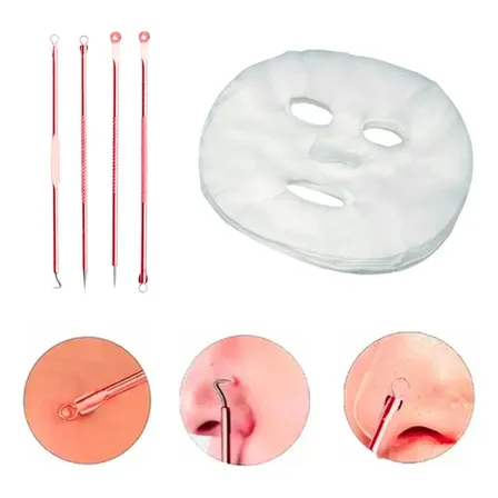 50 Máscara Desidratada Limpeza Facial + Kit 4 Curetas Cravos Tipo De Pele Normal