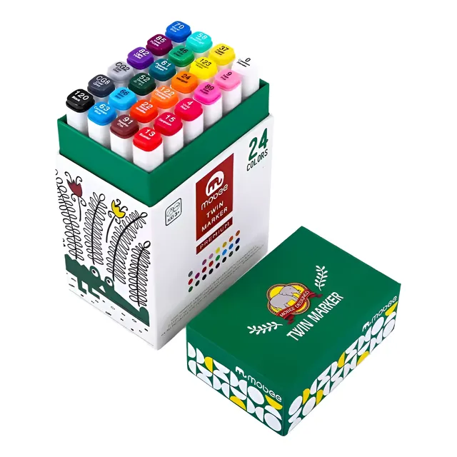 Marcadores Profesionales Doble Punta Mobee 24 Colores