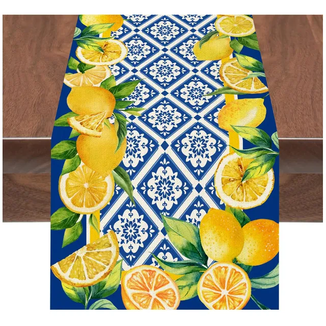 Camino Mesa Limon Para Primavera Verano Azulejo Cian-azul