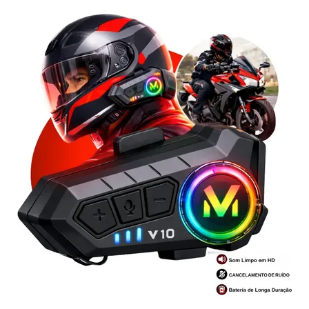 Fone De Ouvido Para Capacete Intercomunicador Bluetooth Headset Sem Fio Com Microfone Redução De Ruído Rgb Ipx6 25h Bateria Usb-c Atende Chamadas Música Gps Para Moto Woosh Entregador