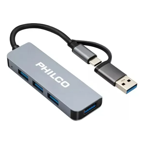Hub 4 En 1 Tipo C A Usb Philips Color Plateado