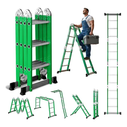 Escada Articulada De Alumínio 4x3 12 Degraus Multifuncional Verde