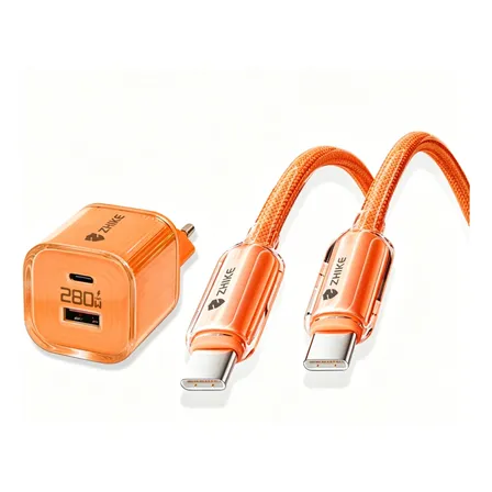 Carregador Turbo 280w Tipo C Para Tipo C 1,0m Cabo Rápido Laranja