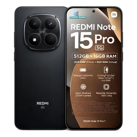 Redmi Note 15 Pro (5g) 512gb+16 Ram 6,83'' 200mpx Nfc Global Preto