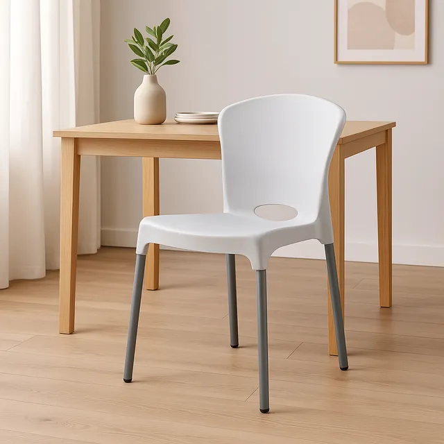 Silla De Plastico Y Patas De Metal Pack X4 Hogar Jardin
