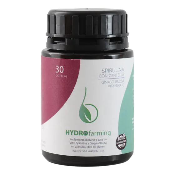 Spirulina Bogado con Centella Ginkgo Biloba y Vit E 30 Caps Hydro Farming