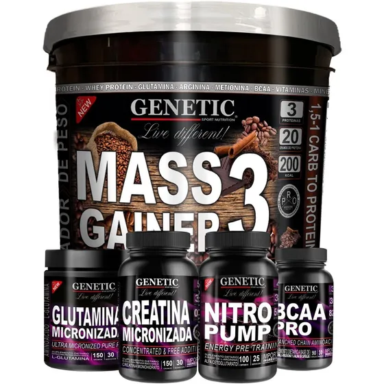 Anabol 5 Gainer 4,5 Glutamina Arginina Bcaa Creatina Genetic