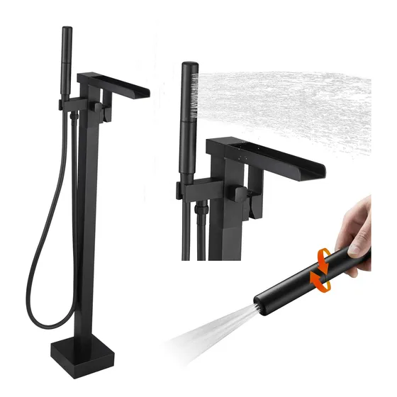 Besy Grifo Bañera Independiente Relleno Cascada Negro Mate 2