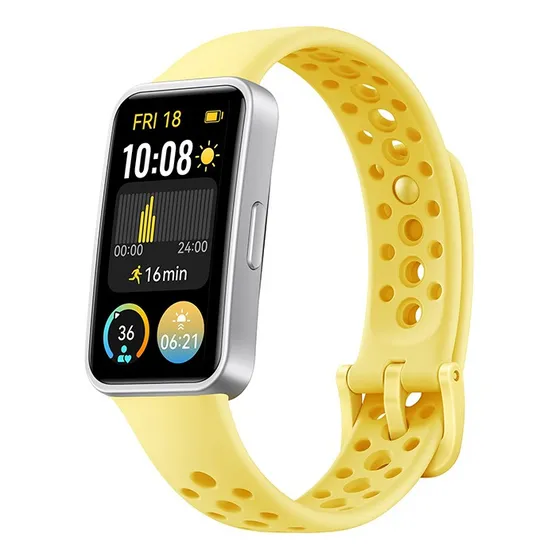 Smartwatch Huawei Band 9 1.47 com bateria de até 14 dias, capa amarela, pulseira amarela, moldura amarela, design de alça de malha