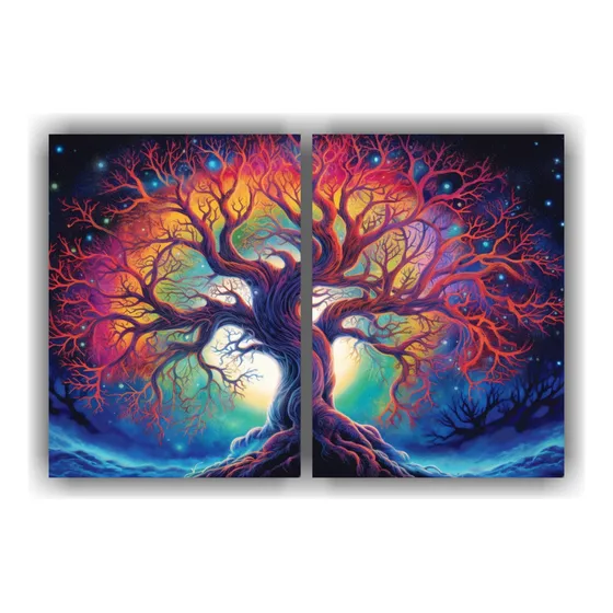 40x20cm Cuadro Árbol De La Vida: Sabiduría Profunda Flores