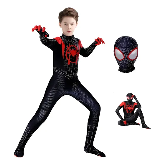 Disfraz Marvel Miles Morales Hombre Araña Traje De Niños Traje De Spiderman Halloween Cosplay Anime Araña Ropa Cumpleaños Regalo Fiesta Vestido
