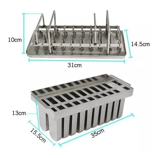Moldes Acero Inox 20 Pzas Para Helados De Paletas 