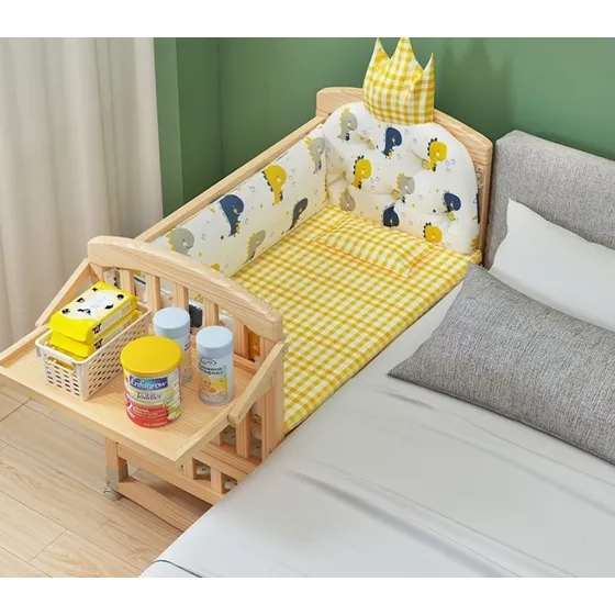 Cama Cuna Colecho Madera 122*70*100cm Con Colchón Homer Amarillo