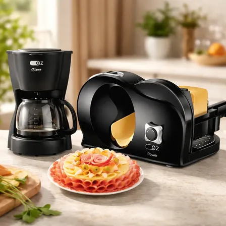 Kit Multifatiador Elétrico Cortador De Frios  E Cafeteira Oz Preto 220