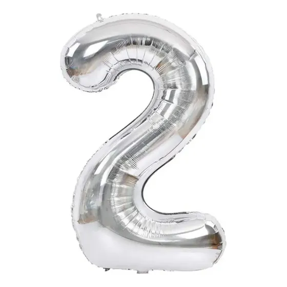 Globo Metalizado Numeros Gigantes Grande Rosa / Plateado 1m