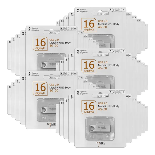 Kit 50 Memorias 4geek Usb 16gb 2.0 Metálica Blister