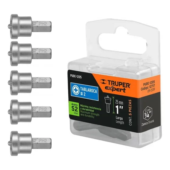 Puntas Taladro Atornillador, Puntas Drywall 5 Piezas Truper