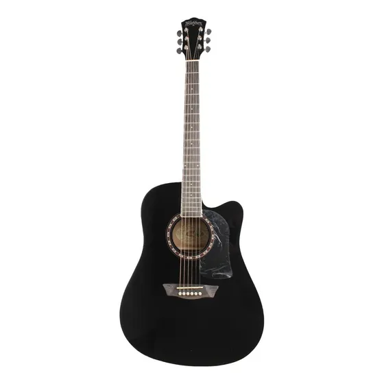 Guitarra Electroacustica Washburn Ad5ce Negra Dreadnought Color Negro Material del diapasón Palo de rosa Orientación de la mano Diestro