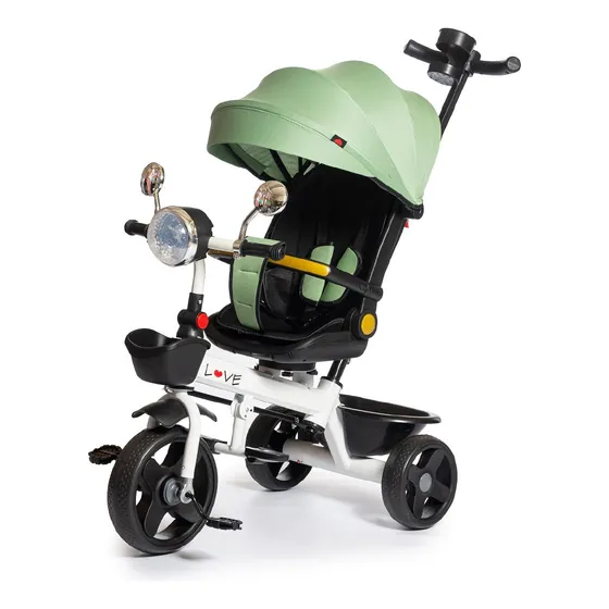 Triciclo Bebes Infantil 360° Guiador Capota Cinturon Luz 