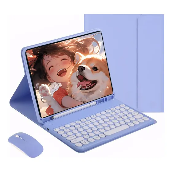 Capa+sem Fio Mouse Para S7 Fe/ S8+12,4+teclado Redondo