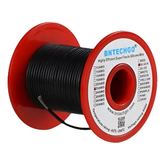 22 Pies Calibre Flexible Silicona Hilo Negro 50 600v 200 Deg