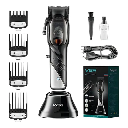 Maquina Para Cortar Cabello Pelo Vgr V-002 Motor Magnético Color Negro