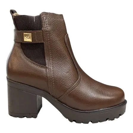 Bota Pegada 282603 Feminina Couro Salto Bloco 7cm