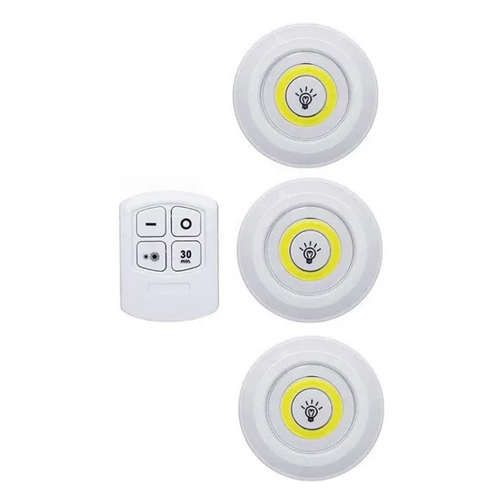 Set 3 Luces De Emergencia Con Control Remoto A Pila Color Blanco