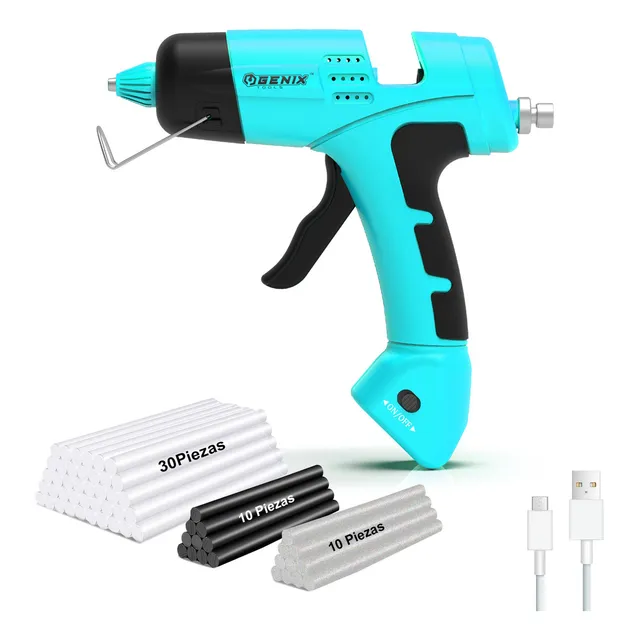 Pistola De Silicon Inalámbrica Usb-c Caliente Eléctrica 7mm Color Azul