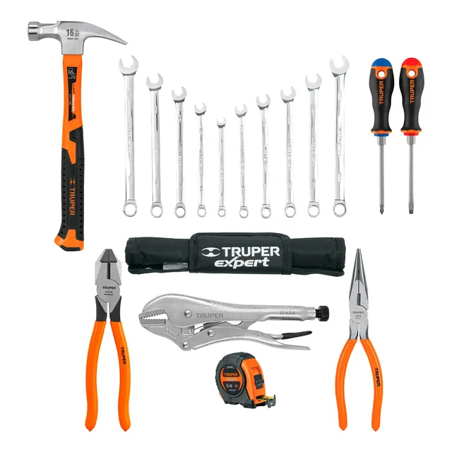 Kit De 16 Herramientas Llaves Combinadas + Pinzas + Martillo