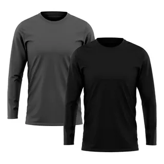 Kit 2 Camisetas Masculina Manga Longa Algodão Premium Ssb