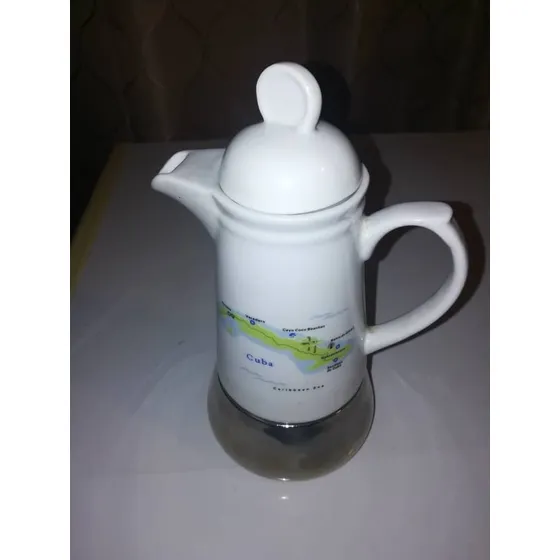 Cafetera Clásica Porcelana Y Acero Inoxidable 4 Tazas