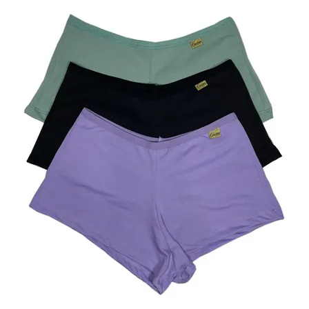 Kit 3 Calcinhas Box Shortinho Cueca Feminina Boxer Conforto. Lisas Sortidas 42-44