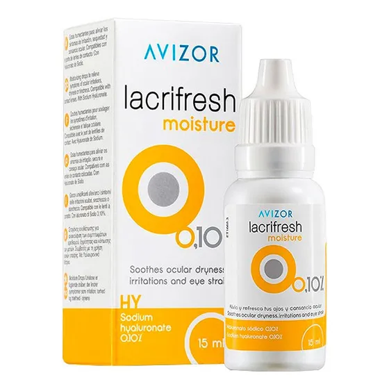 Gotas Avizor Lacrifresh Moisture 15ml - Gotas Humectantes para Ojos Secos - Alivio, Hidratacion y Proteccion con Formula Suave para Usar con Lentes de Contacto y Prolongar la Comodidad Diaria